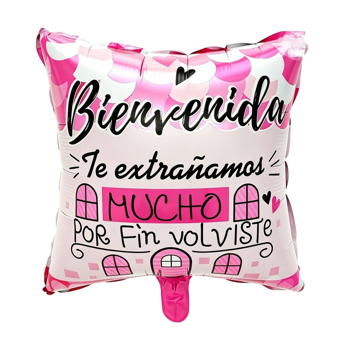 Globo Foil Cuadrado Bienvenida Te Extrañamos Rosa 45 cm