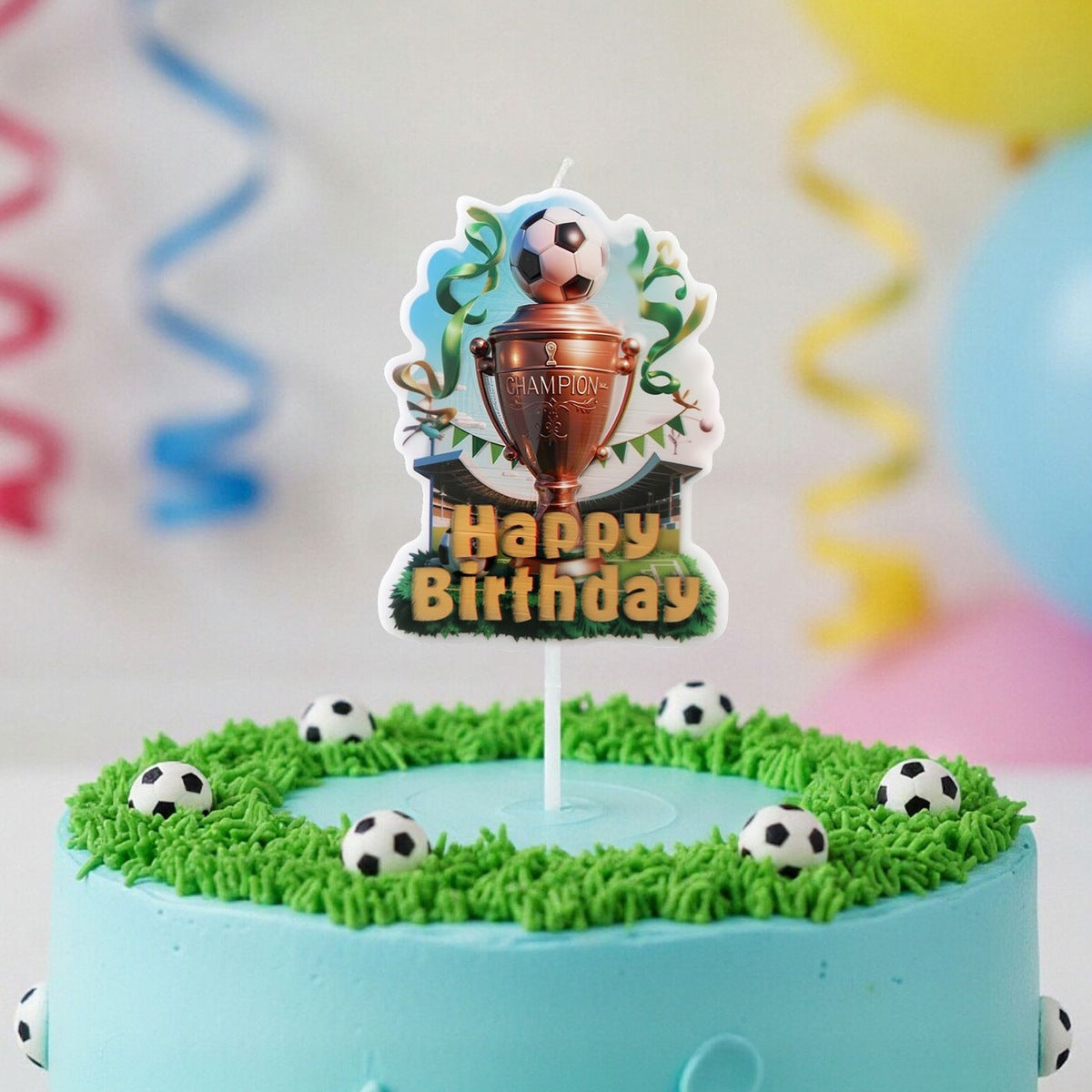 Vela Copa Champion Fútbol Happy Birthday 6 x 7,6 cm