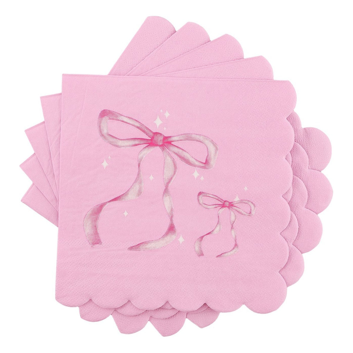Set Vajilla Lazos Rosa: Platos 6 uds, Servilletas 12 uds y Vasos 12 uds - Servilletas