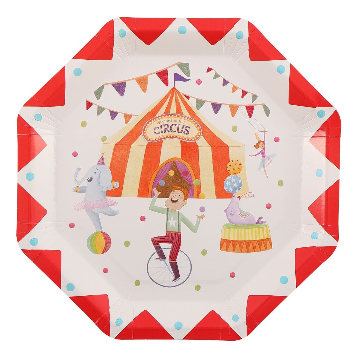 Set Vajilla Circo: Platos 6 uds, Servilletas 12 uds y Vasos 6 uds - Platos 23 cm