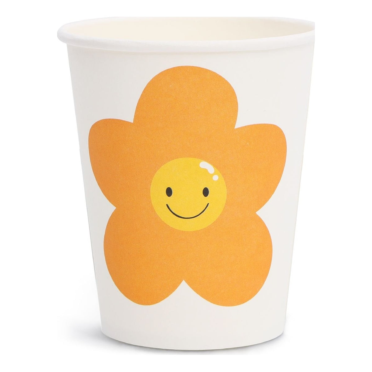 Vasos de Cartón Flor Sonriente Naranja 250 ml 12 uds