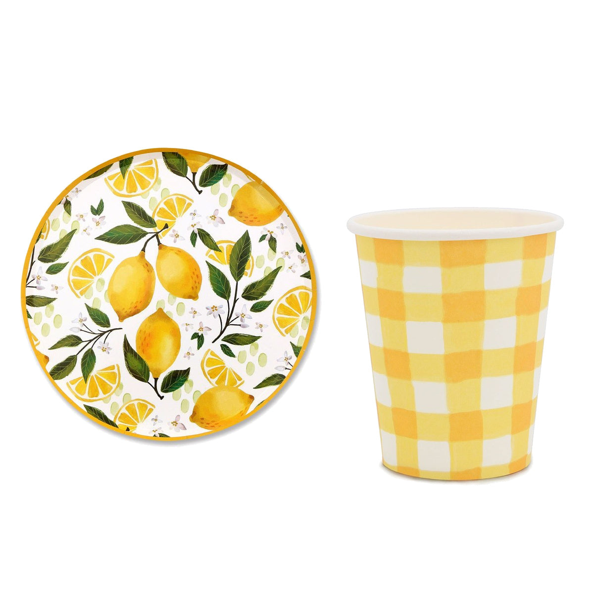Set Vajilla Limones: Platos 6 uds y Vasos 12 uds