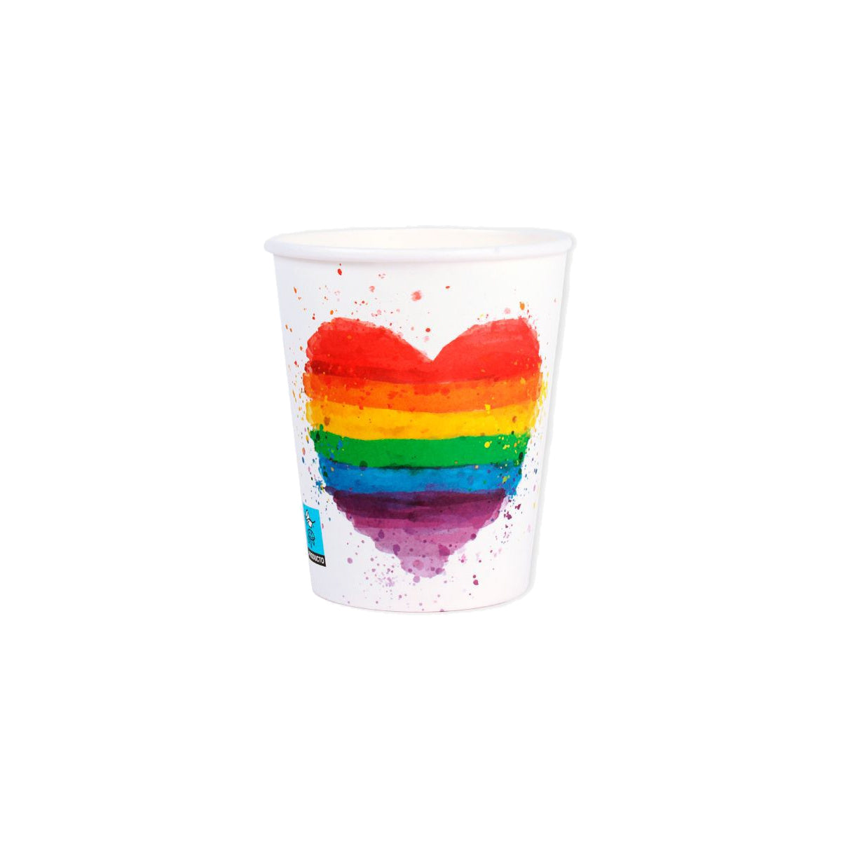 Set Vajilla Corazón Arcoíris: Platos 6 uds, Servilletas 12 uds y Vasos 12 uds - Vasos
