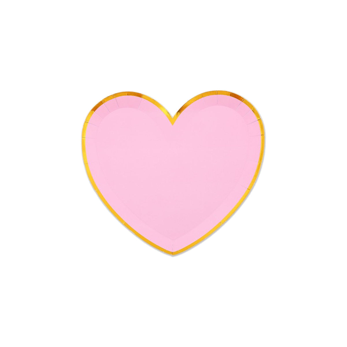 Platos Corazón Rosa con Borde Dorado 6 uds - 23 cm