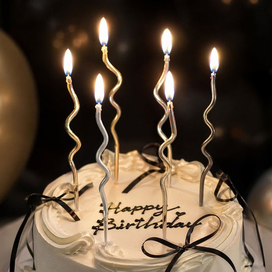 Velas Espiral Metalizadas Oro y Plata 12,7 cm 12 uds