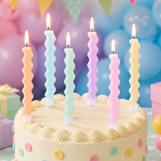 Velas Onduladas Pastel 8,5 cm 6 uds