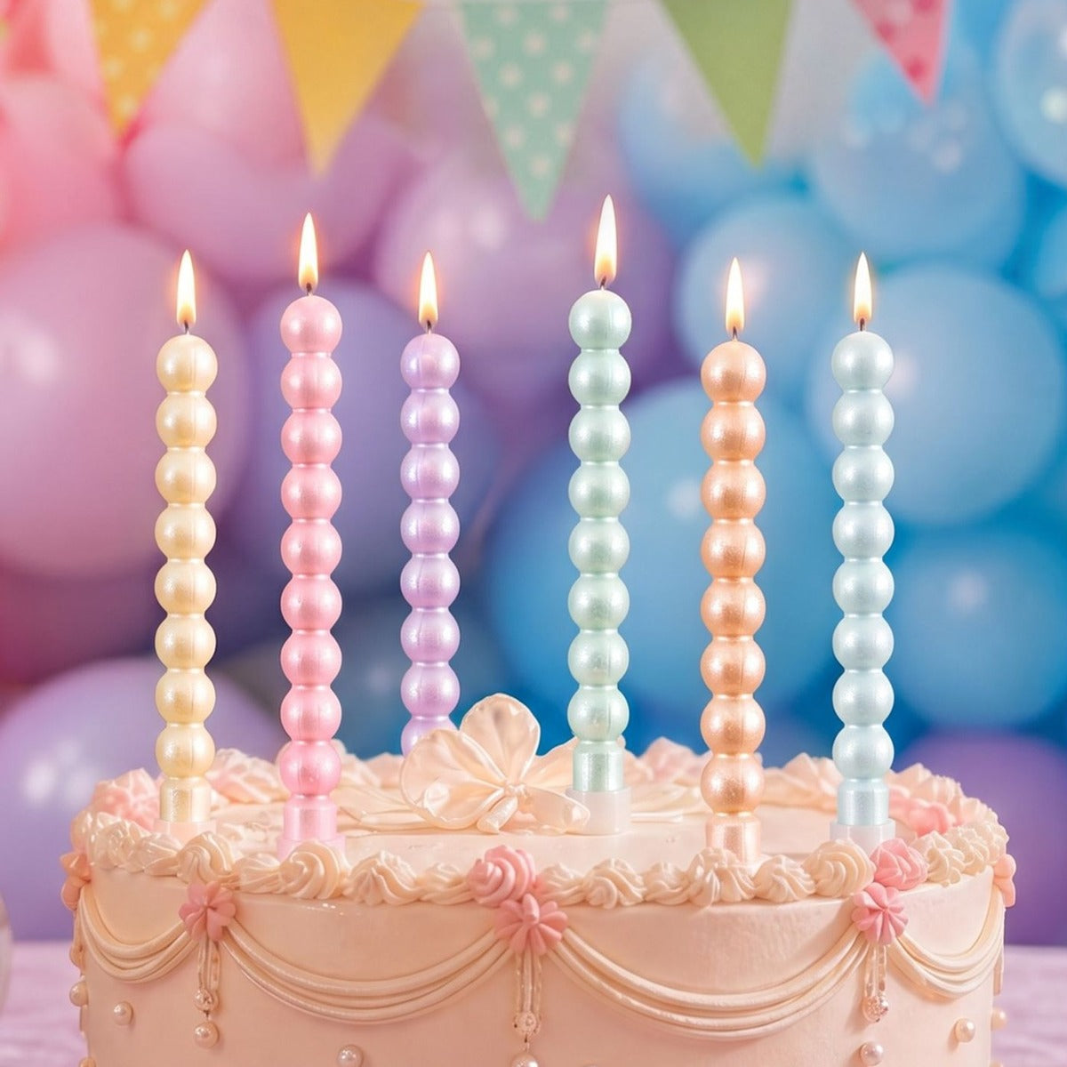 Velas Perla Pastel 8,5 cm 6 uds