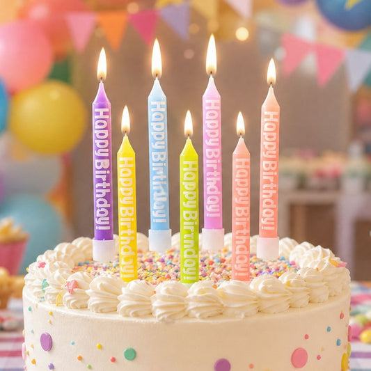 Velas Happy Birthday Pastel 10 cm 6 uds