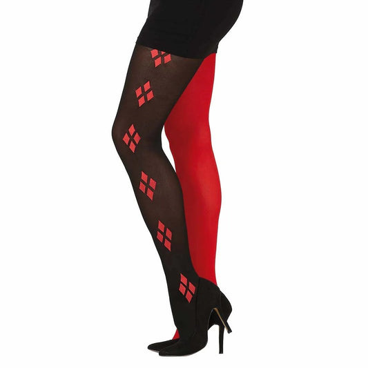 Pantys de Arlequina Roja y Negra Adulto