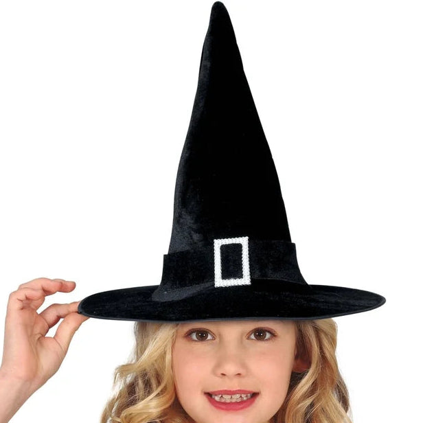 Sombrero de bruja negro y plateado para niño