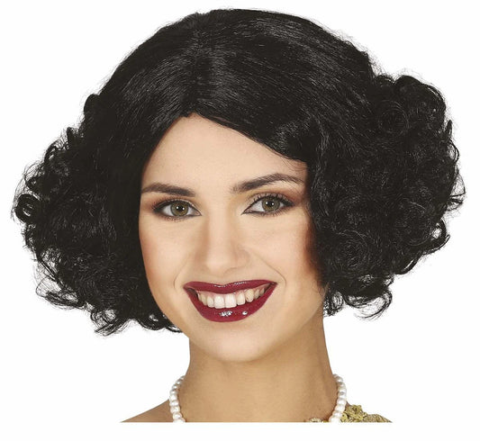 Peluca Negra Pelo Corto Rizos Disfraz Halloween Carnaval Talla Unica